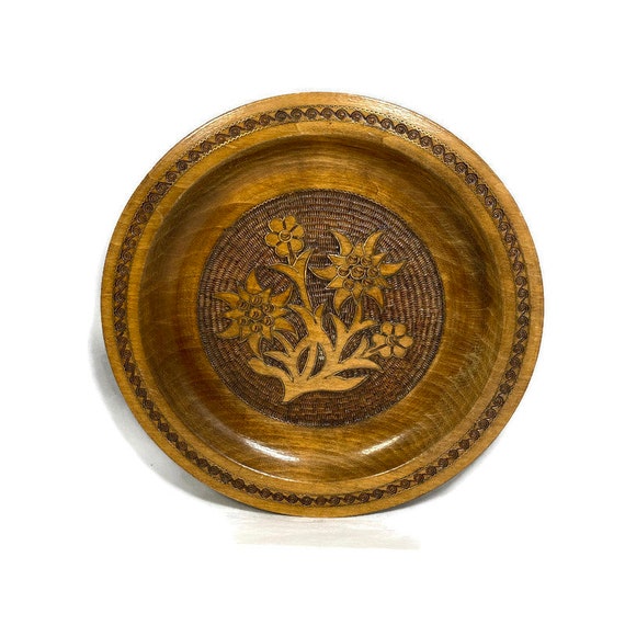 Vintage Hand Geschnitzt Holz Platte Aus Zakopane Polen Etsy