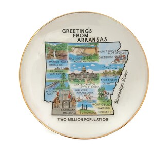 Midcentury Arkansas State Souvenir Plate