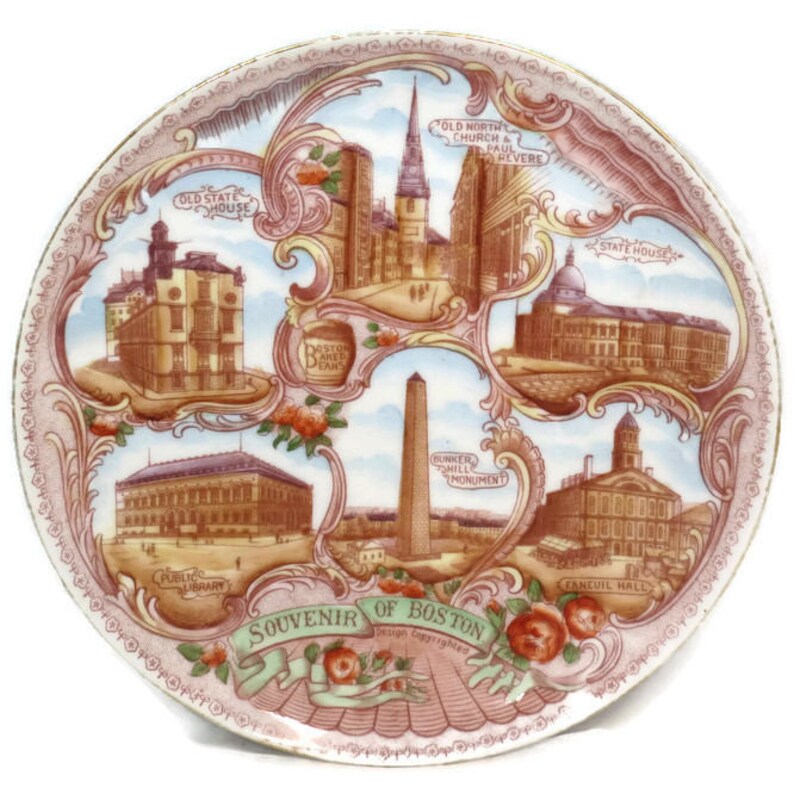 Antique Boston Souvenir Plate Rare Imperial H & C Bavarian Etsy