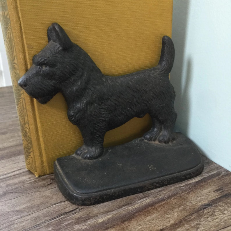 Vintage Scottie Dog Bookends Black Cast Iron Doorstops Etsy
