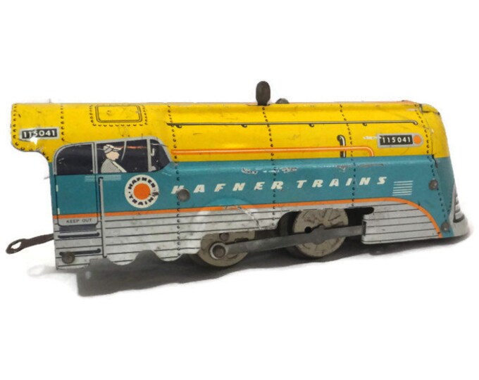 Vintage Toy Train Tin Lithographed, Hafner Wind up Toy, Steam Engine ...
