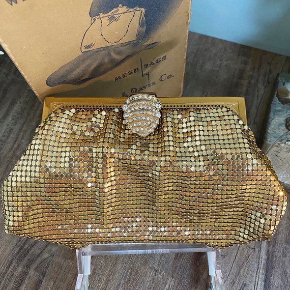 Whiting and Davis Gold Metal Mesh Purse, Art Deco… - image 9