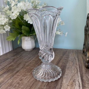 Antique Early American Pressed Glass Vase EAPG