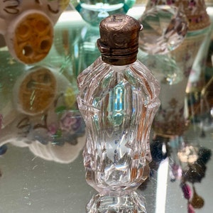 Antique Sterling Silver and Cut Crystal Perfume Bottle