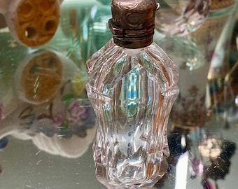 Antique Sterling Silver and Cut Crystal Perfume Bottle