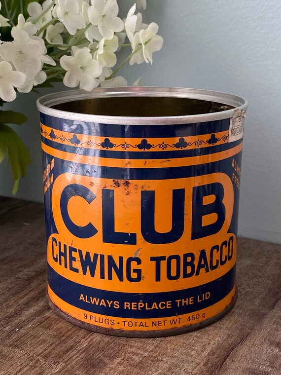 Vintage Club Chewing Tobacco Tin Can Montreal Canada Etsy