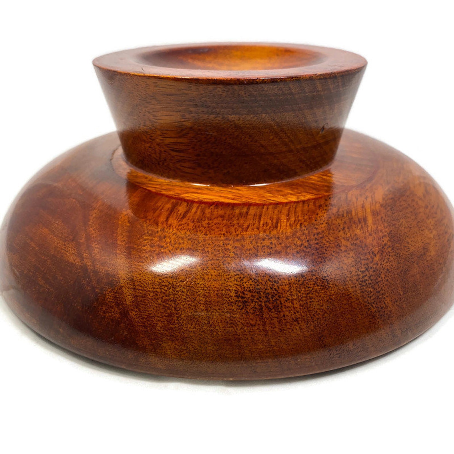 Vintage Inlaid Wood Pedestal Bowl Etsy