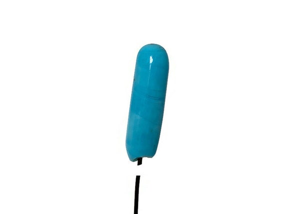 Antique Turquoise Glass Hat Pin - image 6
