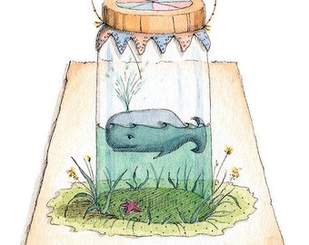 Tiny Whale - impresión de la ilustración original