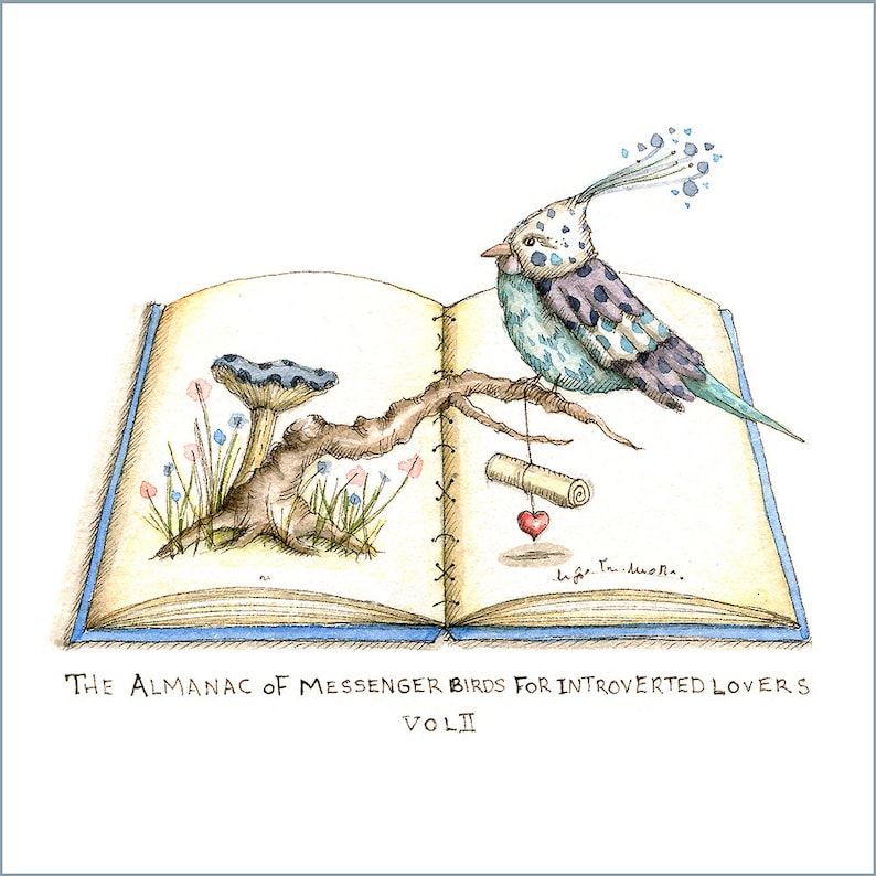 The Almanac of Messenger Birds for Introverted Lovers II print of original illustration image 1