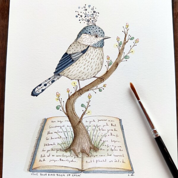 The Blue Bird Book of Calm - Original Watercolour