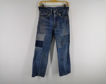 Bigstone Distressed Jeans Vintage 90er Jahre Bigstone Custom Patchwork Denim Jeans Made in USA Größe 29