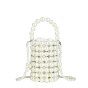 Pearl Bag Pearl Clutch Bag Pearl Handbag Pearl Purse Bag Pearl Bead Bag Pearl Handle Bag Pearl Evening Bag Bridal zdjęcie 5