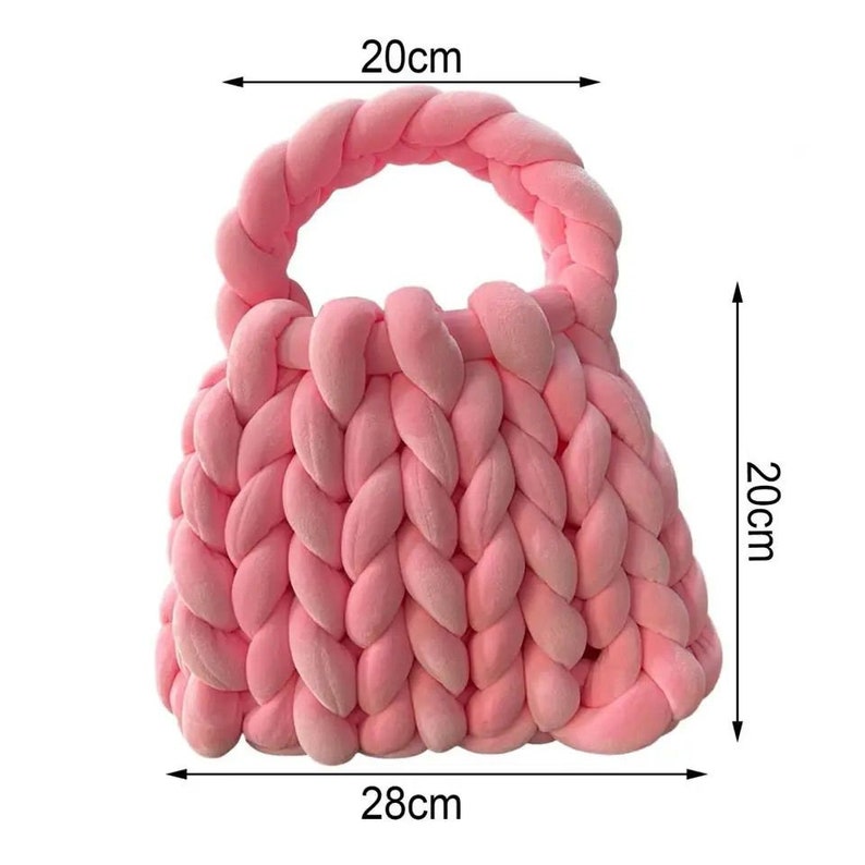 Bolsos de ganchillo de cuerda para mujer, bolso de mano acrílico hecho a mano para axila, bolsos cruzados de punto de diseñador para mujer, bolso tejido de verano Rosa