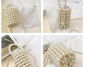 Bolso de perlas - bolso de embrague de perlas - bolso de perlas - bolso de perlas - bolso - bolso de cuentas de perlas - bolso de mango de perlas - bolso de noche de perlas - nupcial