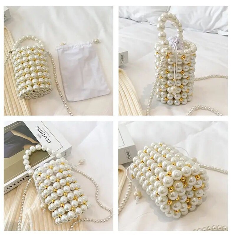 Pearl Bag Pearl Clutch Bag Pearl Handbag Pearl Purse Bag Pearl Bead Bag Pearl Handle Bag Pearl Evening Bag Bridal zdjęcie 1