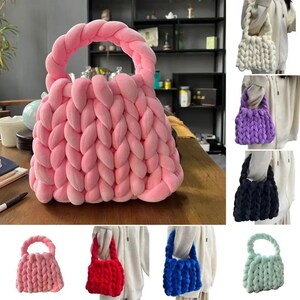 Bolsos de ganchillo de cuerda para mujer, bolso de mano acrílico hecho a mano para axila, bolsos cruzados de punto de diseñador para mujer, bolso tejido de verano imagen 5