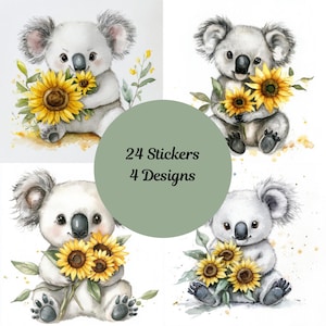 Adesivi Koala con Girasoli Square Cut. Coccole e scintille. Girasoli