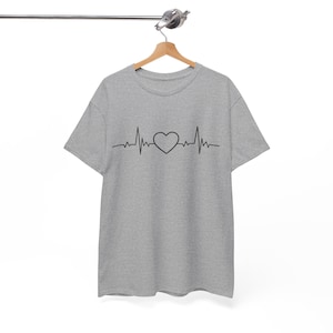 Heartbeat Unisex Heavy Cotton T-Shirt, Top. Great for Valentines