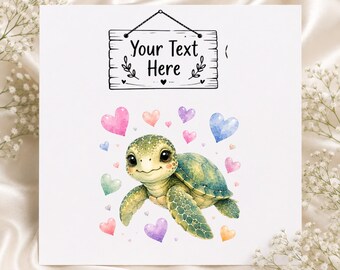 Personalised Turtle Card | Any Occasion Square Greeting (5 x 5 Inch)