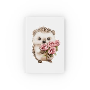 Joli journal hérisson : adorable motif floral, cadeau pour les amoureux des animaux, notes sur la nature, fournitures de bureau, jolie papeterie, Bullet Journal