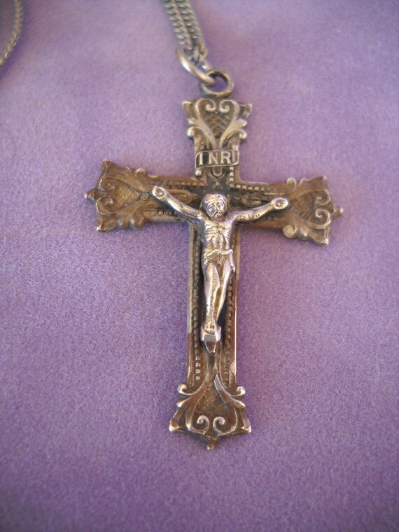 Items similar to Chapel Sterling Crucifix Necklace on Etsy