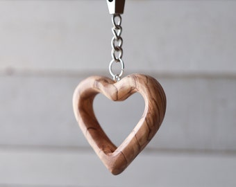 Heart Keychains From The Holy Land — Olive Wood Carved Hearts
