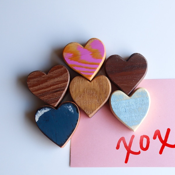 Wooden Heart Magnets