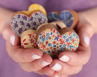 Fabric-Faced Wooden Hearts