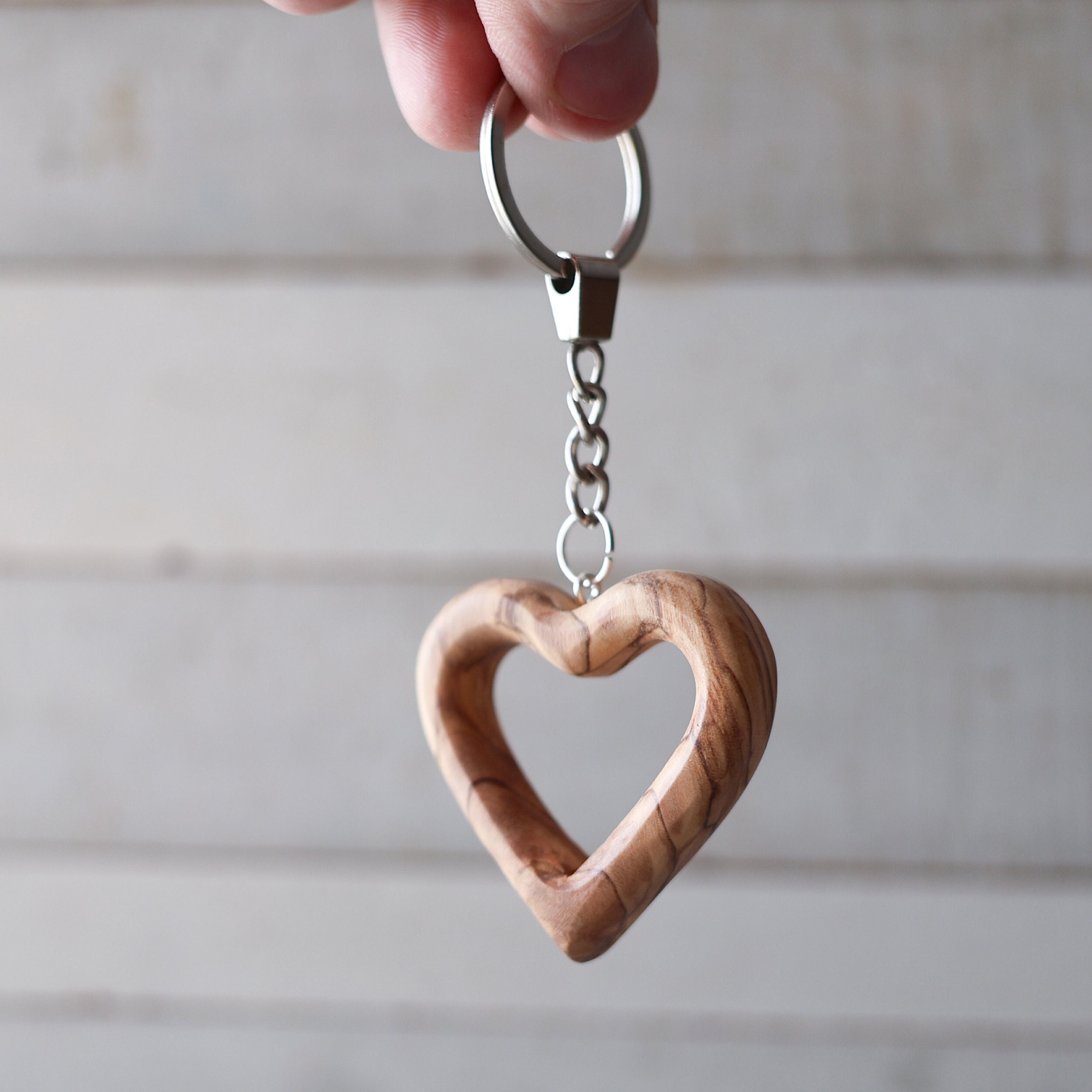 Heart Keychains From the Holy Land — Olive Wood Carved Hearts - Etsy