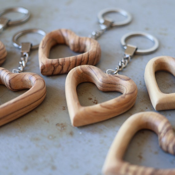 Heart Keychains From the Holy Land — Olive Wood Carved Hearts - Etsy