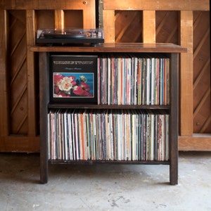 Turntable Stand & LP Storage. Made from Reclaimed Wood.