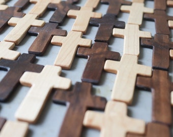 Solid Wood Pocket Crosses Maple and Walnut