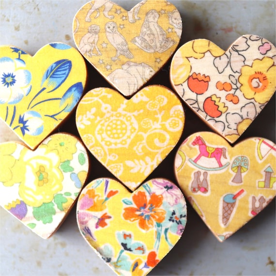 Fabric-faced Wooden Hearts - Etsy