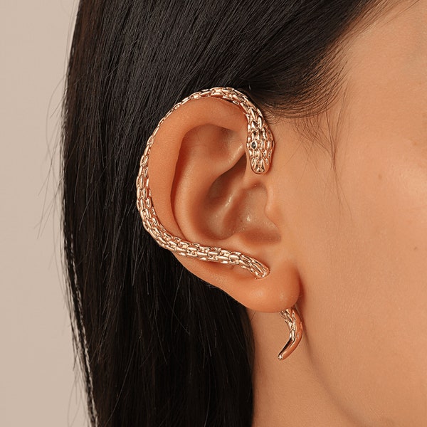 Snake Earrings - Gothic Dainty Silver Edgy Minimalistic Gold Ear Cuff For Women Men