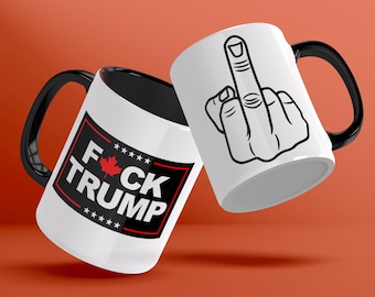 F*CK TRUMP Coffee Mug: Anti-MAGA, Middle Finger, Political Humour Gift