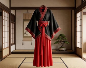 Elegant Japanese Kimono Dress for Women, Long Sleeve Yukata Robe, Traditional Asian Outfit, Stylish Kimono Loungewear, Gift for Her