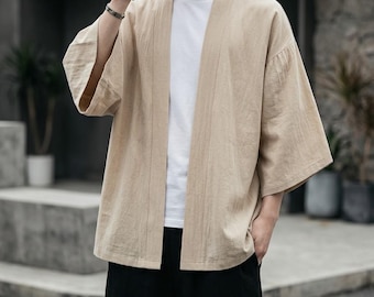 Cotton Kimono Jacket, Lightweight Japanese Haori Noragi, Unisex Kimono Cardigan, Minimalist Streetwear, Japanese Inspired Layer