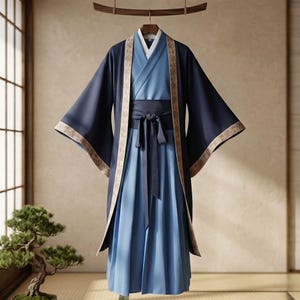 light blue dress shirt navy suit Elegant Song Dynasty Hanfu Dress Set  Light Cream & Misty Blue Chinese  Hanfu  Oriental Me