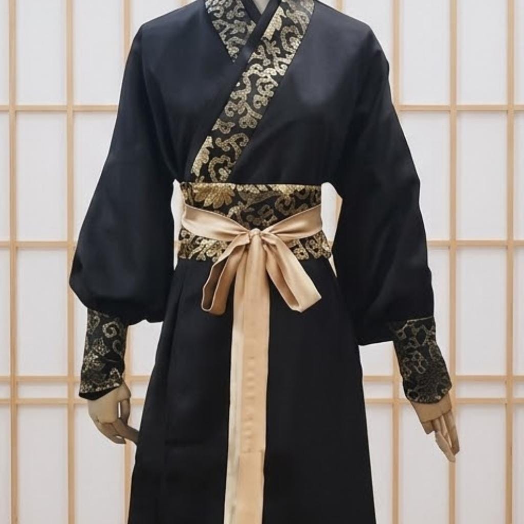 Elegant Red Black Hanfu Kimono, Unisex Traditional Yukata Cosplay ...