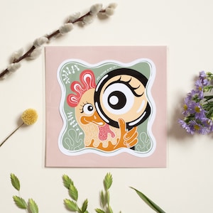Juste Chickin dans le dos ! Carte de rétablissement amusante. Punny au poulet