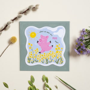 Épée PIGG ! Dieu de la literie. Carte de rétablissement norvégienne. J'espère que vous vous sentirez mieux bientôt. Jeu de mots norvégien pour cochon