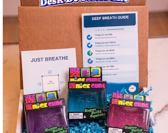 Ultimate Sensory De-Stress Gift Box - Curated Fidget Kit with Nice Cube, Sticker, and Pouch