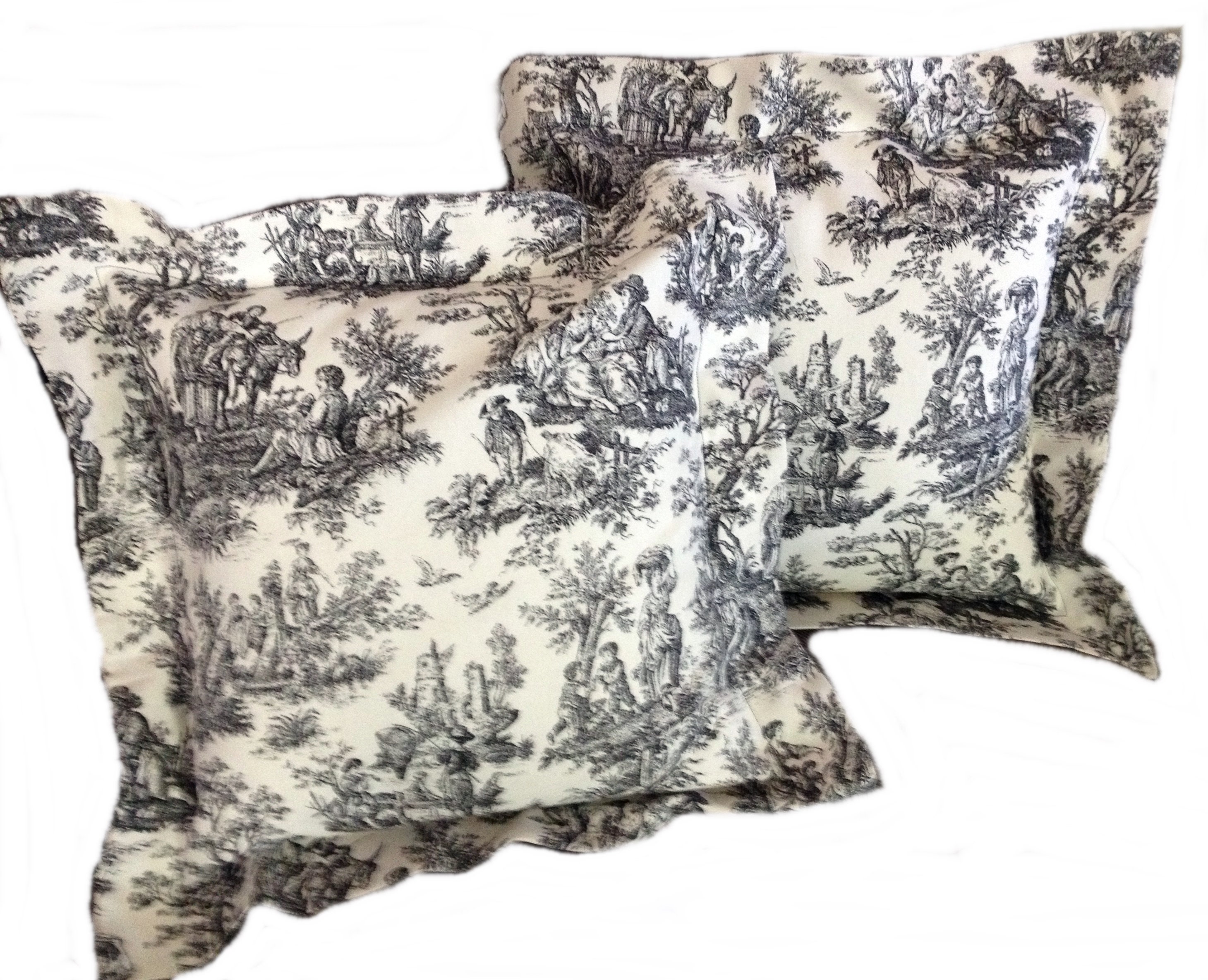 black toile pillows