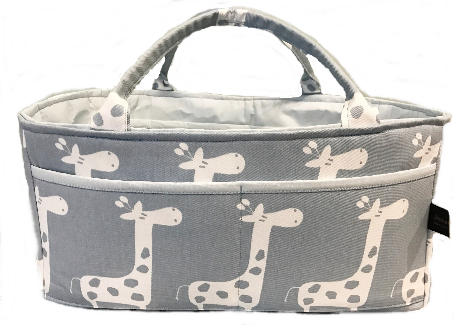 Diaper Caddy Storage Organizer | Baby's room Diapers Bottles | Giraffe Stretch Blue