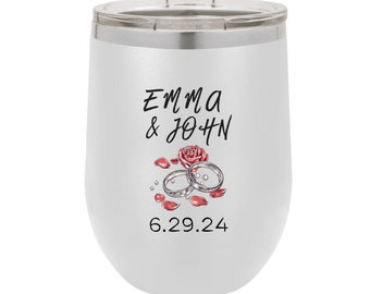 Personalized Wine Tumbler,Gift For Newlyweds,Engagement Gift,Bride and Groom Wine Tumbler,Bridesmaid Wine Tumbler,Bachelorette Wine Tumbler,