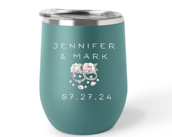 Personalized Wine Tumbler,Gift For Newlyweds,Engagement Gift,Bride and Groom Wine Tumbler,Bridesmaid Wine Tumbler,Bachelorette Wine Tumbler,