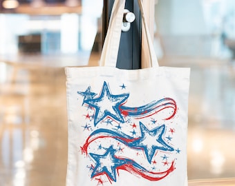 Patriotic tote bag,Reusable canvas tote bag,Gift tote for her,Fourth of July tote, patriotic bag,summer tote,Women tote Bag,Shopping tote