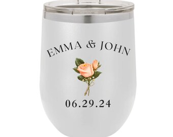 Personalized Wine Tumbler,Gift For Newlyweds,Engagement Gift,Bride and Groom Wine Tumbler,Bridesmaid Wine Tumbler,Bachelorette Wine Tumbler,