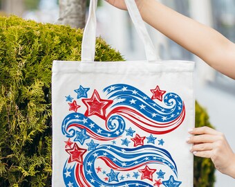 Patriotic tote bag,Reusable canvas tote bag,Gift tote for her,Fourth of July tote, patriotic bag,summer tote,Women tote Bag,Shopping tote